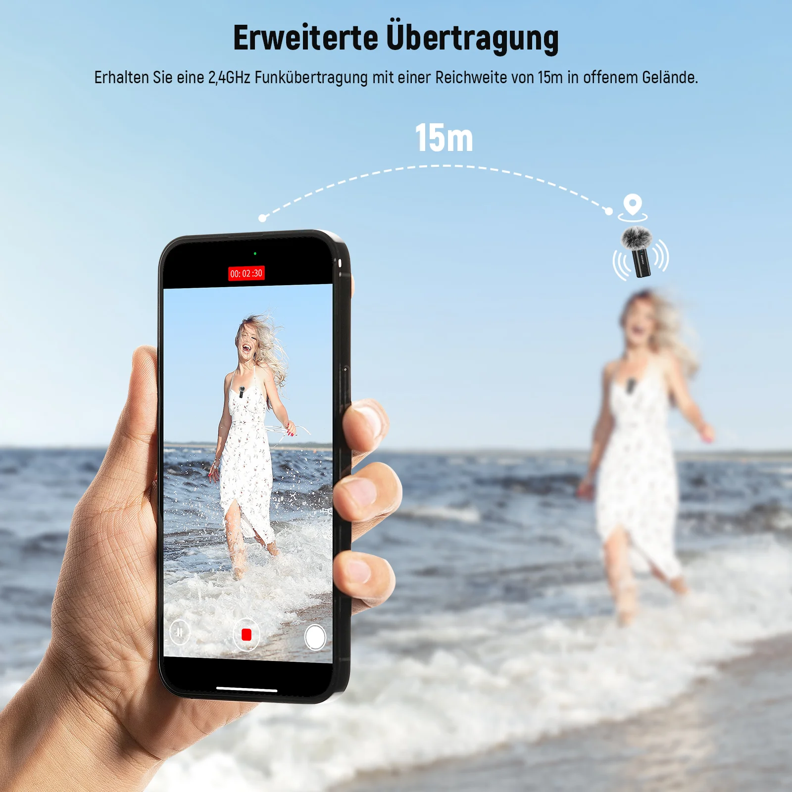 NEEWER KM23B Drahtloses Lavalier Mikrofon mit App Steuerung - Image 8