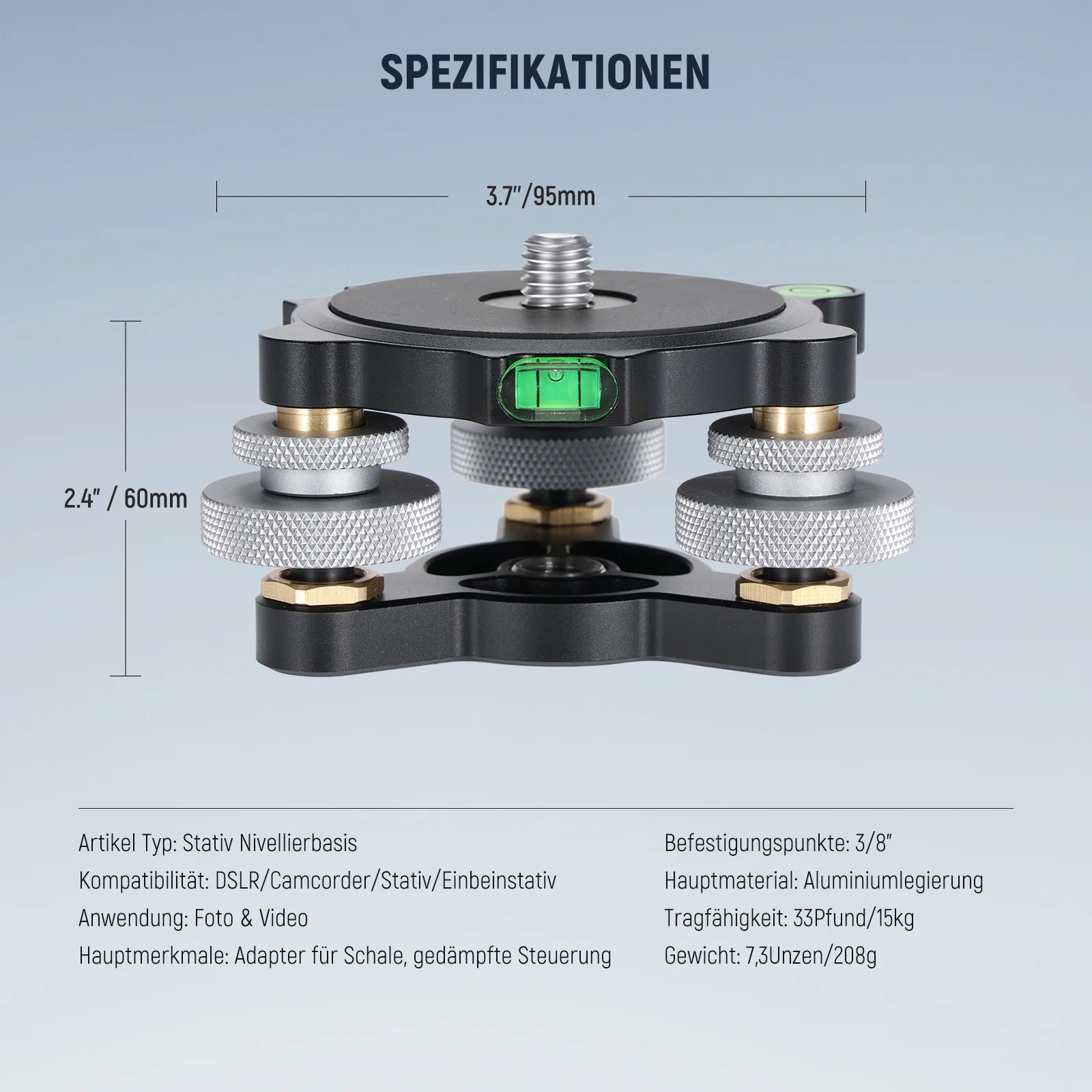 NEEWER LP65 Kamera Stativkopf Nivelliersockel - Image 8