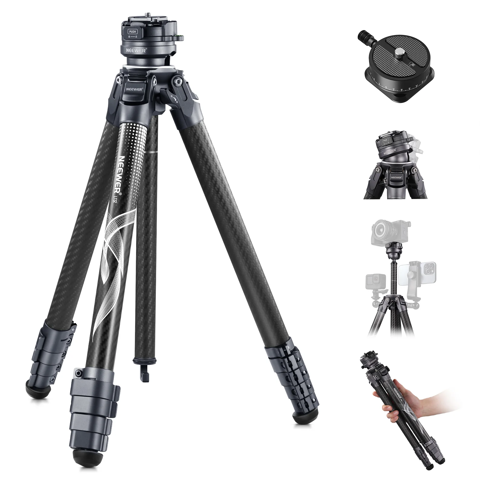 NEEWER LT32 62" 157cm Kohlefaser Reisestativ - Image 9