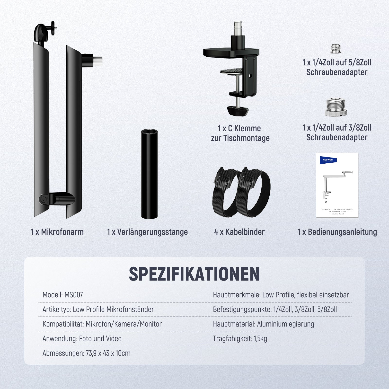 NEEWER MS007 Mikrofonständer Boom Arm - Image 7