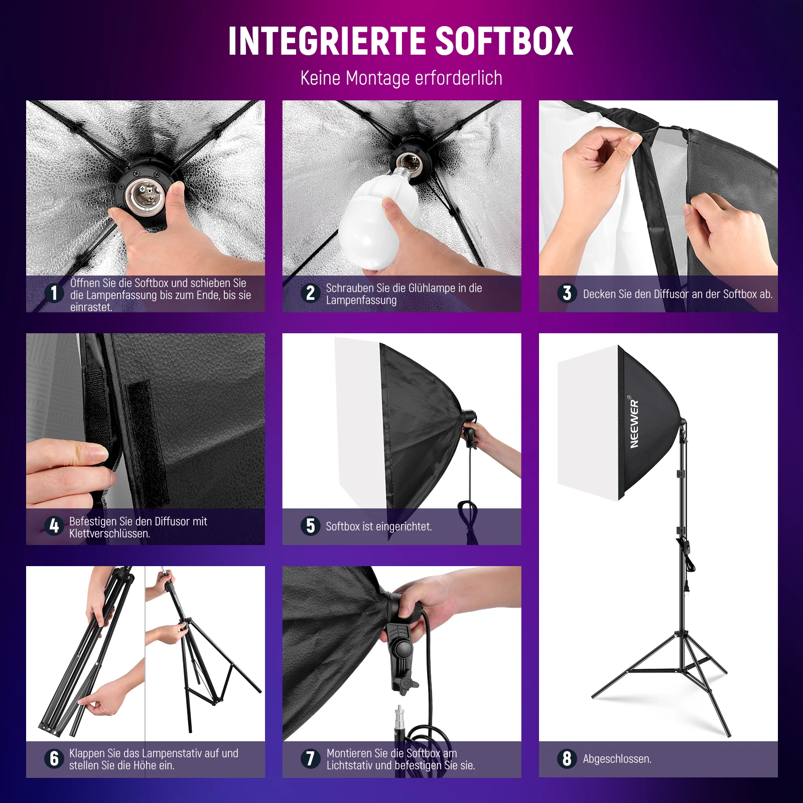 NEEWER NK800 RGB Softbox Beleuchtungsset mit App Steuerung - Image 8