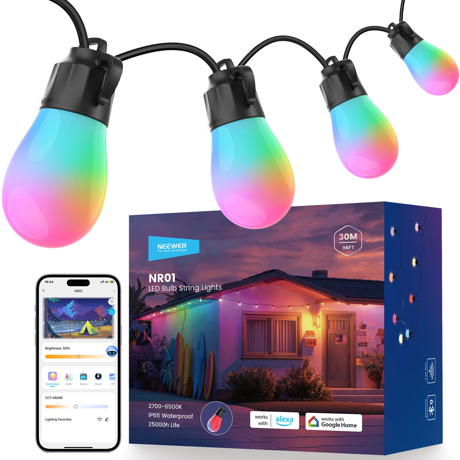 NEEWER NR01 RGBW Smarte Outdoor Lichterkette für Garten & Terrasse - Image 10