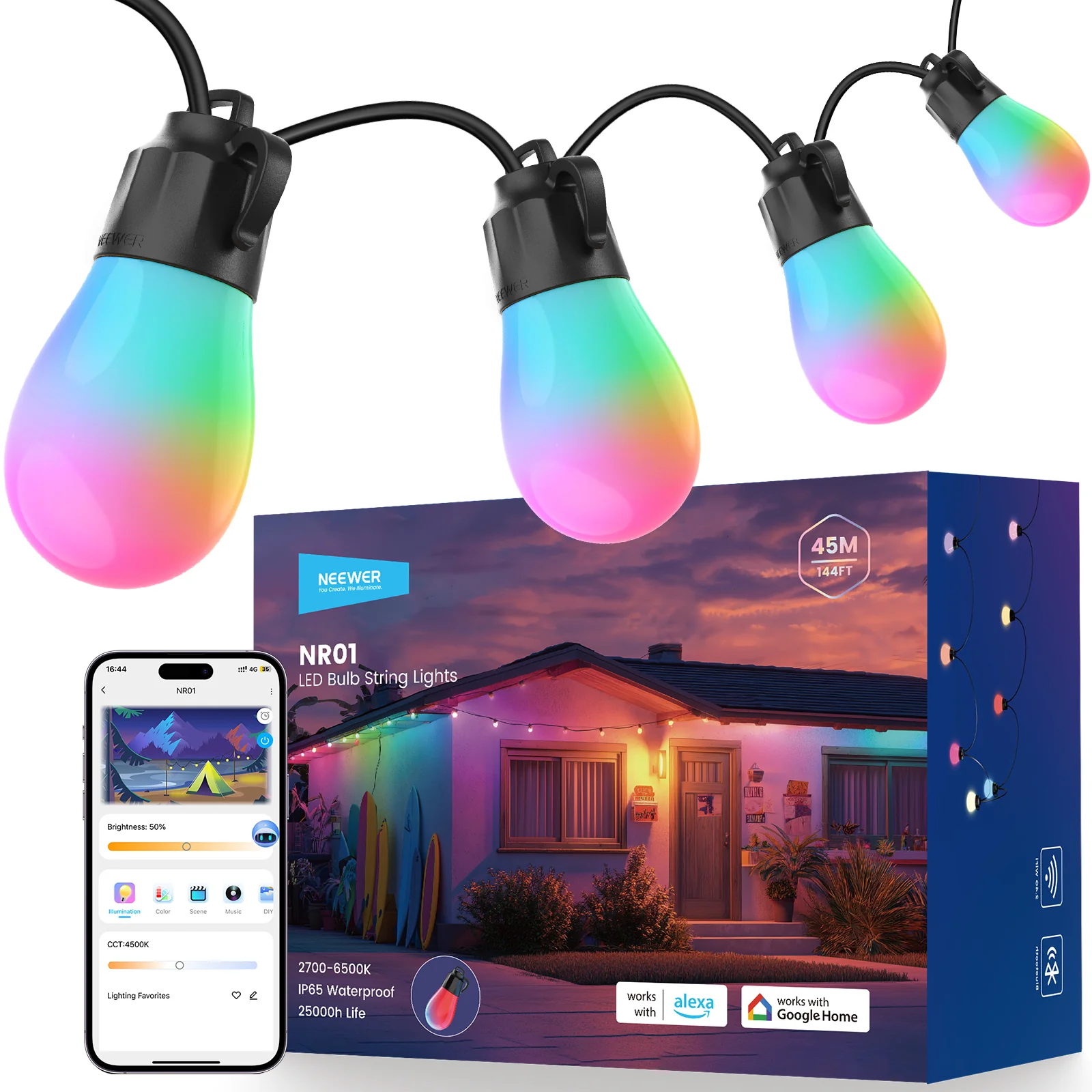 NEEWER NR01 RGBW Smarte Outdoor Lichterkette für Garten & Terrasse - Image 19