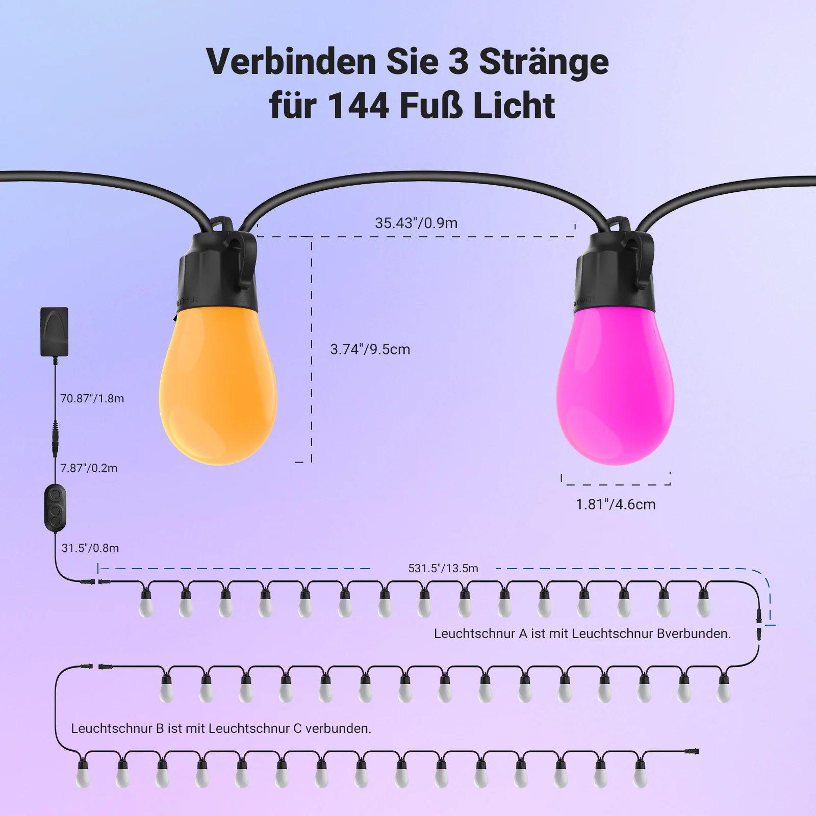 NEEWER NR01 RGBW Smarte Outdoor Lichterkette für Garten & Terrasse - Image 22