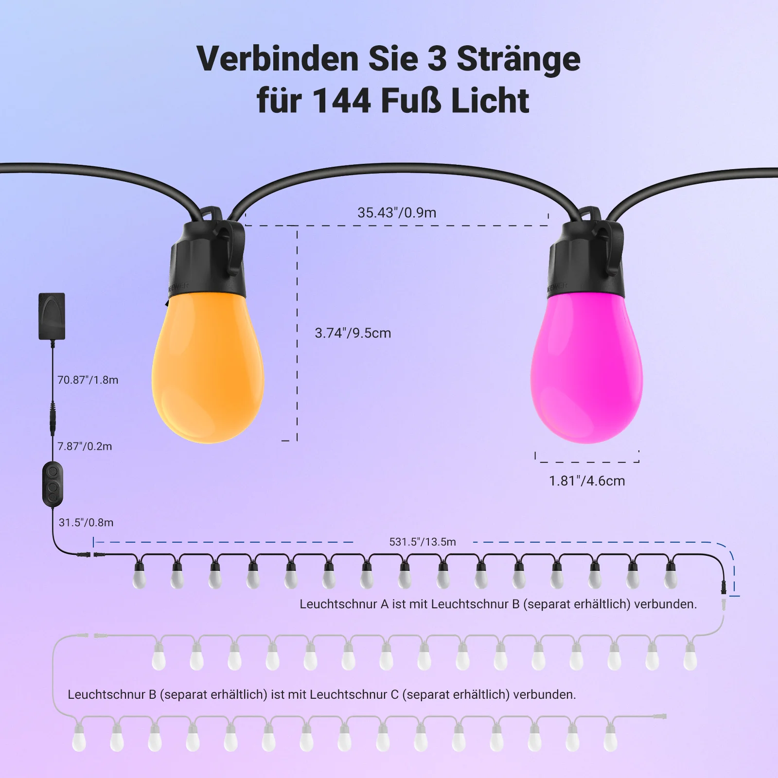 NEEWER NR01 RGBW Smarte Outdoor Lichterkette für Garten & Terrasse - Image 8