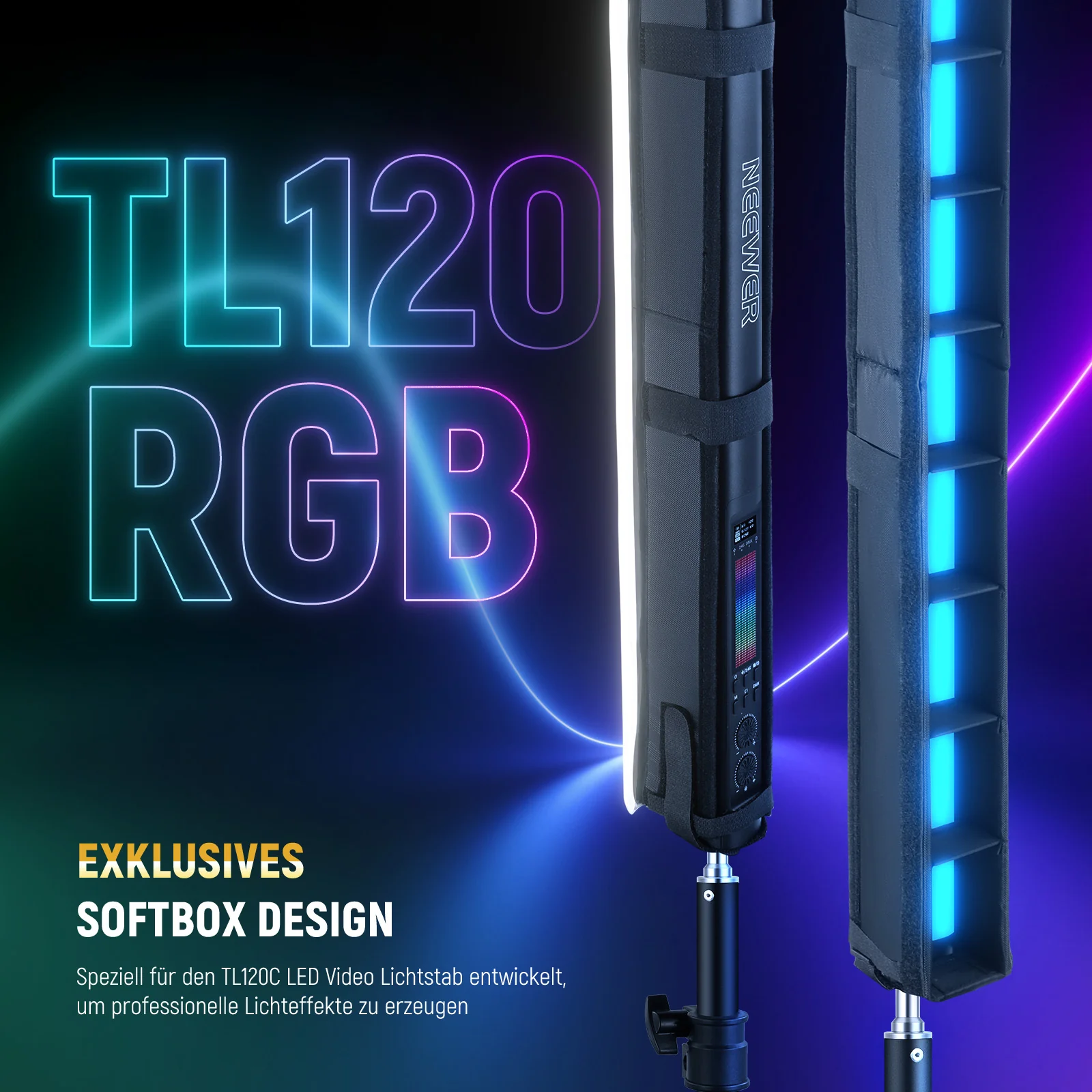 NEEWER NS10S LED Lichtdiffusor Set für TL120C RGB LED Leuchtstab - Image 2