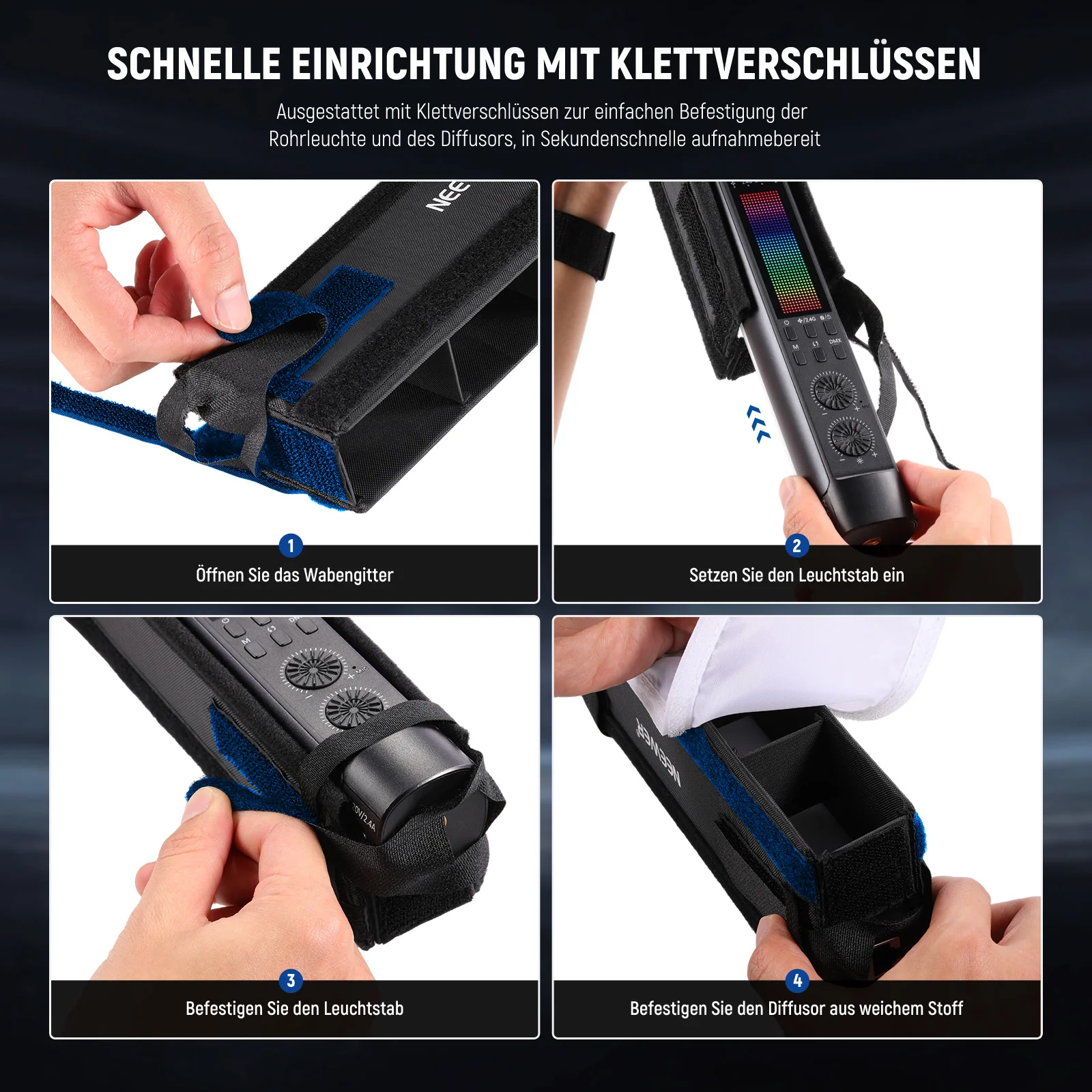 NEEWER NS10S LED Lichtdiffusor Set für TL120C RGB LED Leuchtstab - Image 5