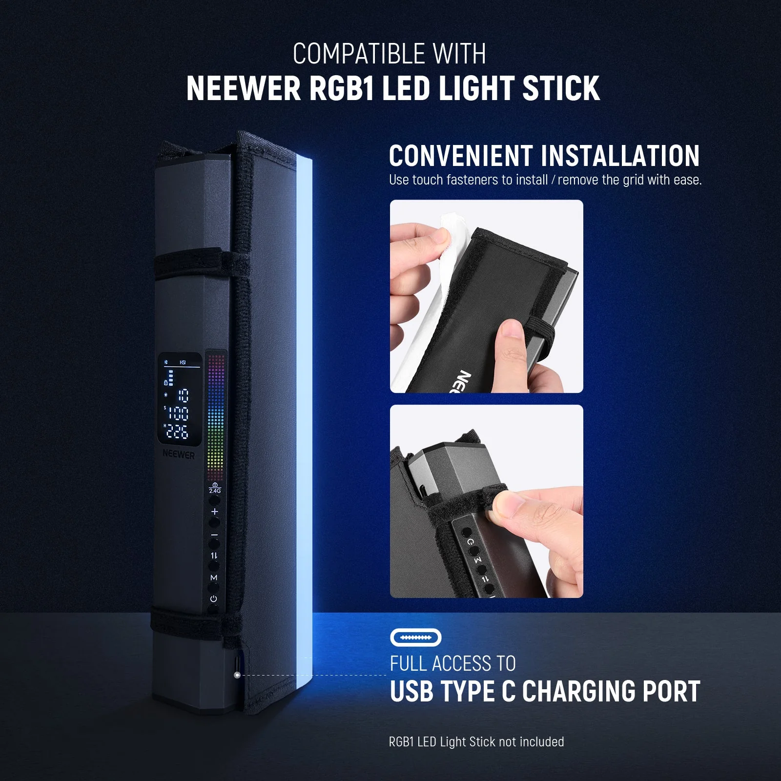 NEEWER NS7S Röhrenlichtgitter Softbox Diffusor für RGB1 LED Lichtstab - Image 2