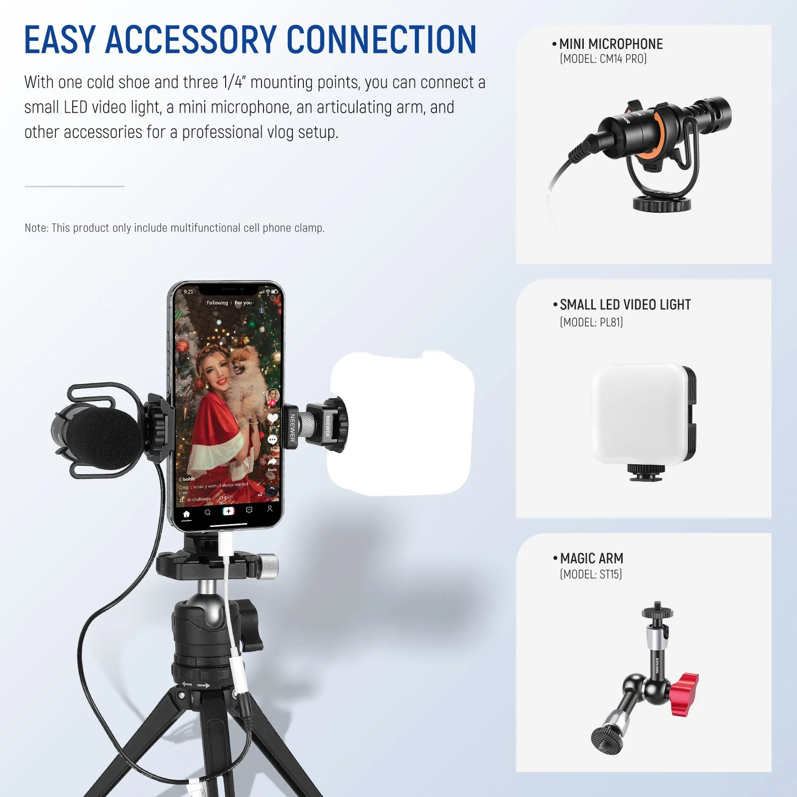 NEEWER PA002 Smartphone Stativhalterung mit Aluminiumlegierung - Image 4