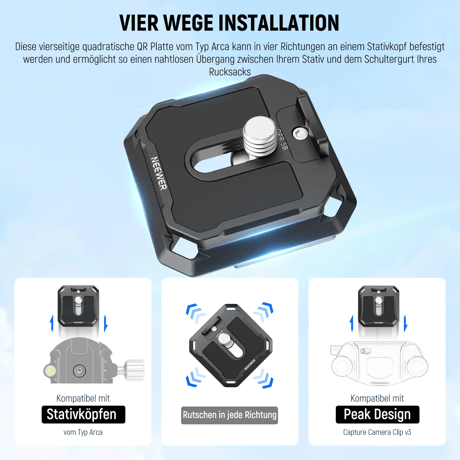 NEEWER QPR-5B 2er Pack 38mm quadratische Schnellwechselplatte - Image 2
