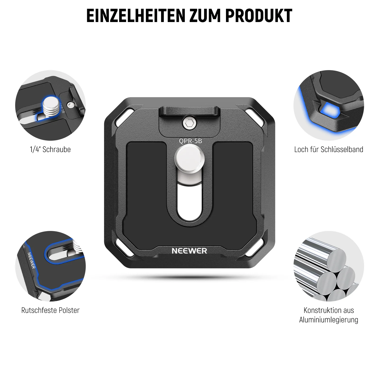 NEEWER QPR-5B 2er Pack 38mm quadratische Schnellwechselplatte - Image 5