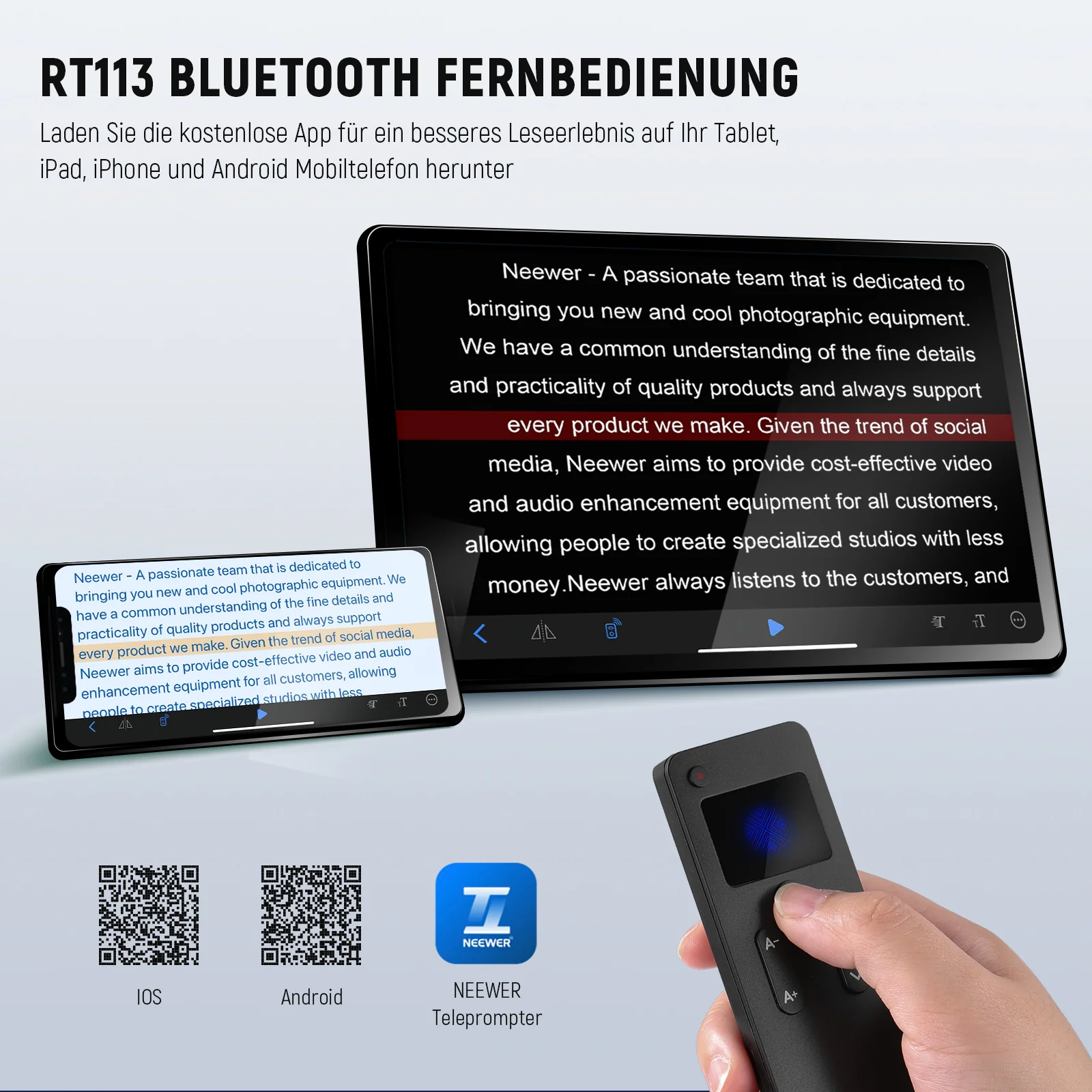 NEEWER RT113 Fernbedienung für NEEWER Teleprompter App - Image 2