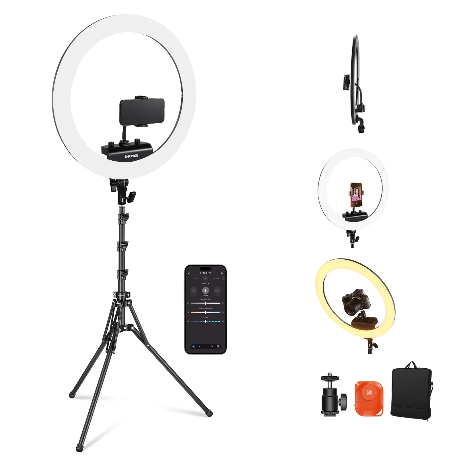 NEEWER RP18B Pro Ringlicht Set mit Ständer und Handyhalterung - Image 10