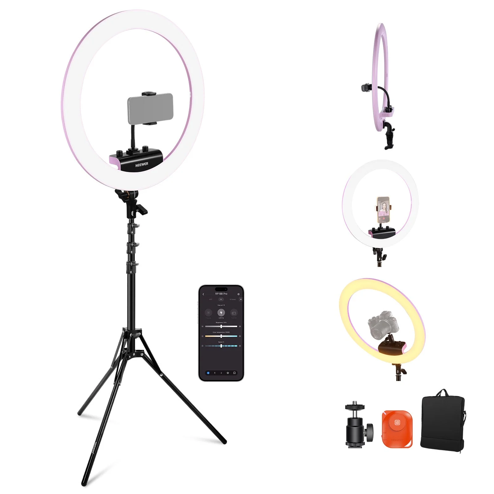 NEEWER RP18B Pro Ringlicht Set mit Ständer und Handyhalterung - Image 11