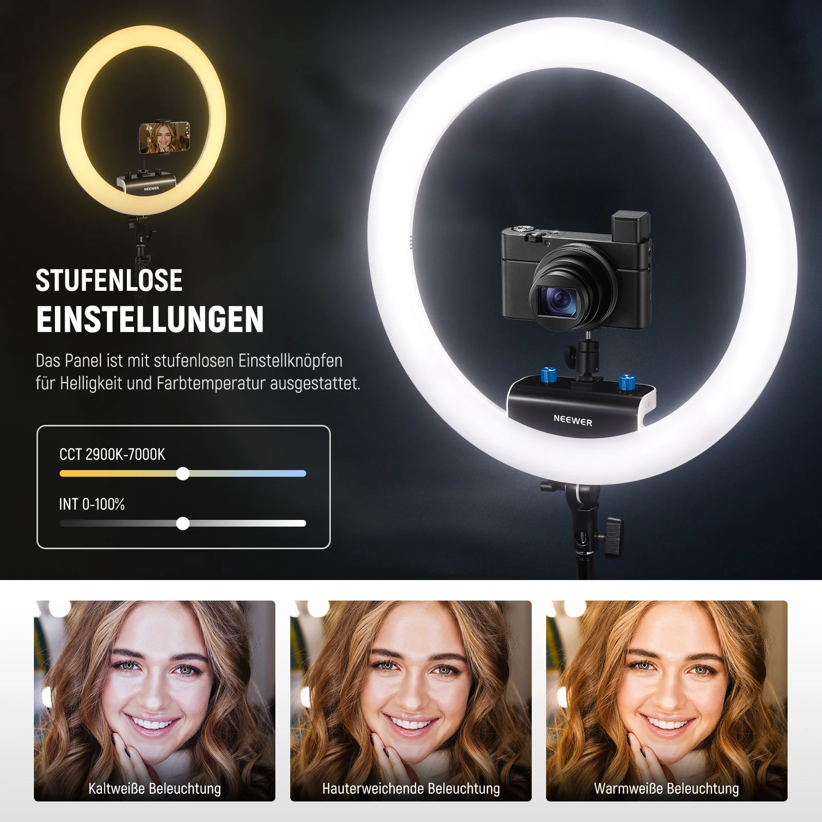 NEEWER RP18B Pro Ringlicht Set mit Ständer und Handyhalterung - Image 4