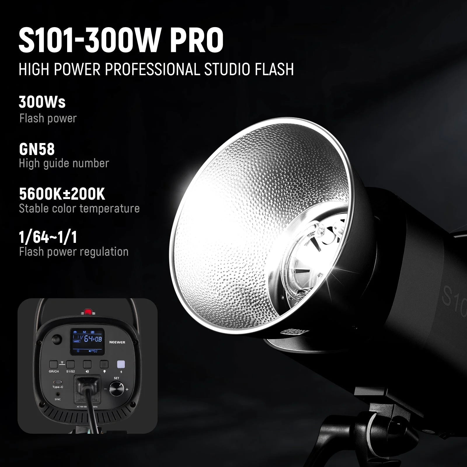 NEEWER S101-300W PRO Studio Flash Blitzlicht Studioblitz - Image 2