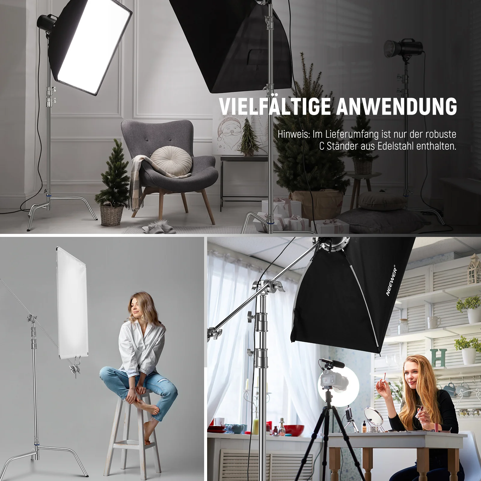 NEEWER SC320Q 320cm 10.5ft Edelstahl Hochleistungs C Stand - Image 7