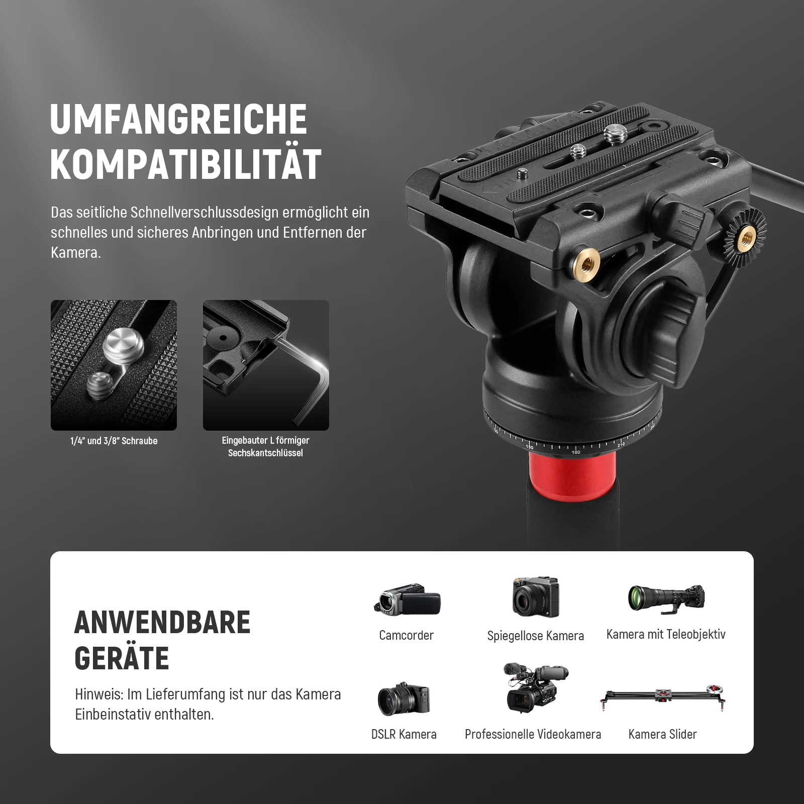 NEEWER TP71 67.7" 172cm Pro Kohlefaser Einbeinstativ - Image 6