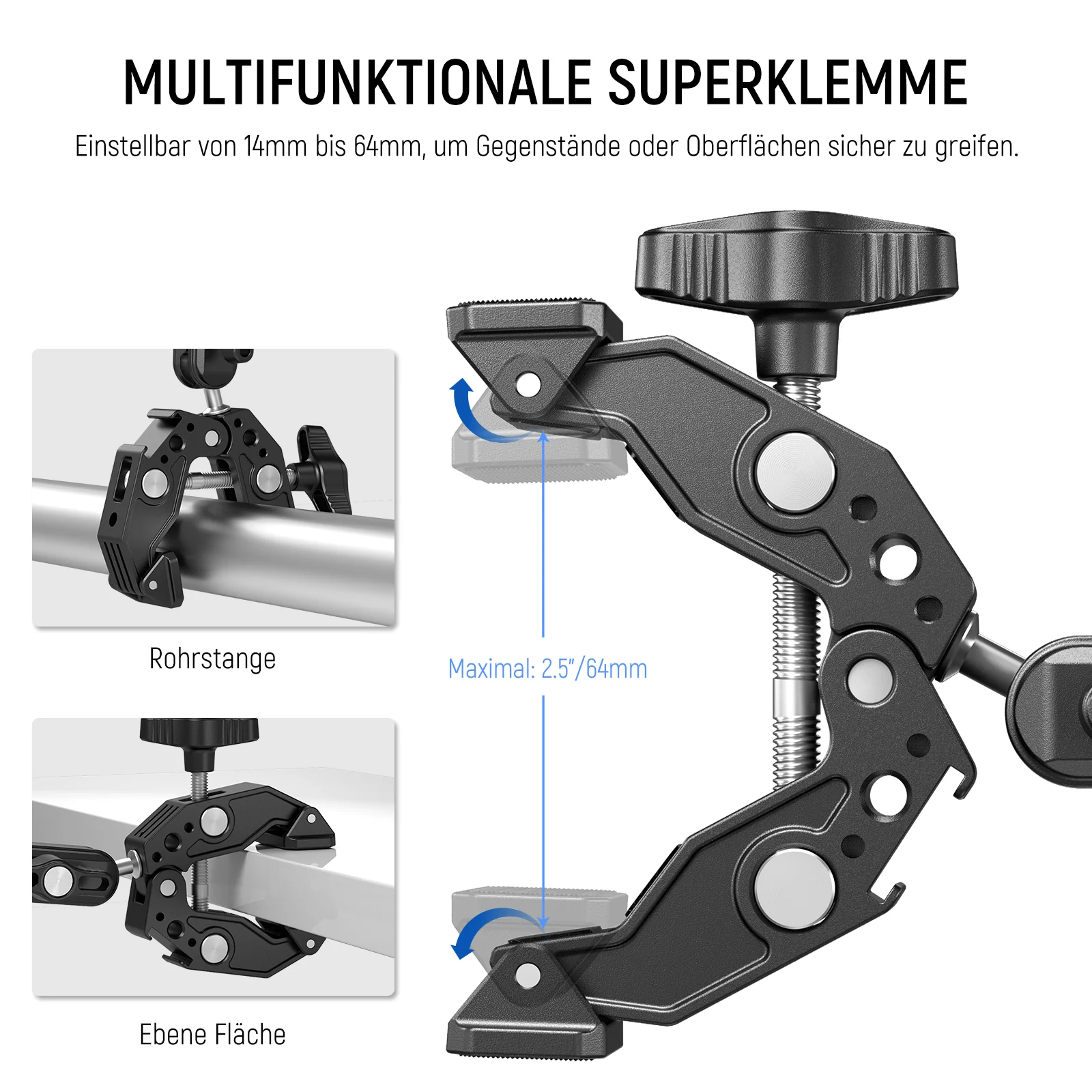 NEEWER UA036 Doppelte Superklemme-Halterung mit Dual Kugelkopf Magischer Arm - Image 3