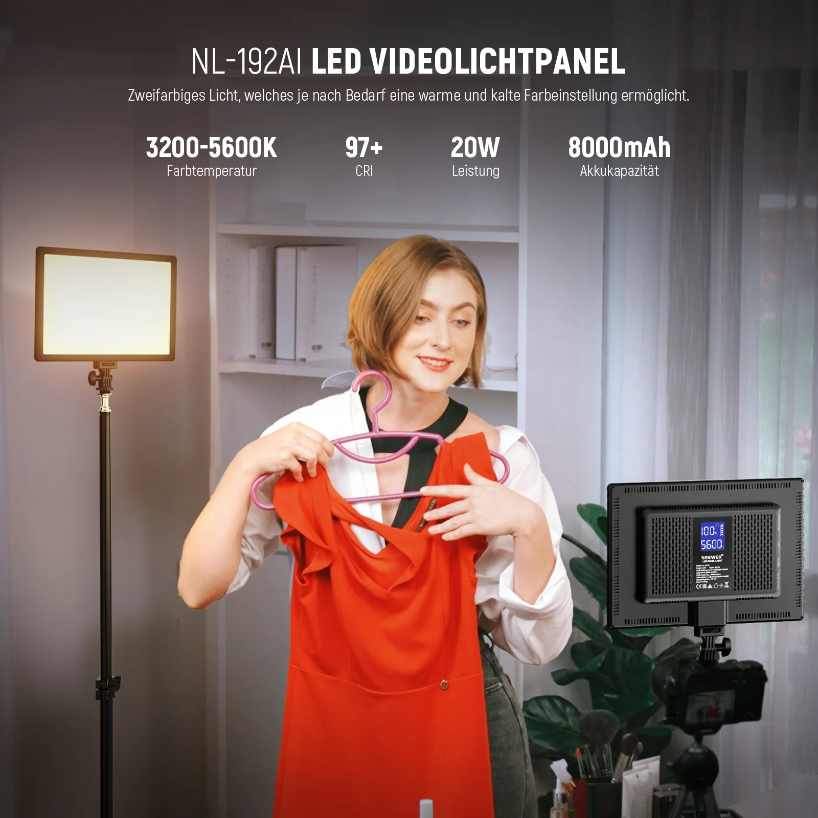 NEEWER NL-192AI Bi-color LED Videolicht - Image 2