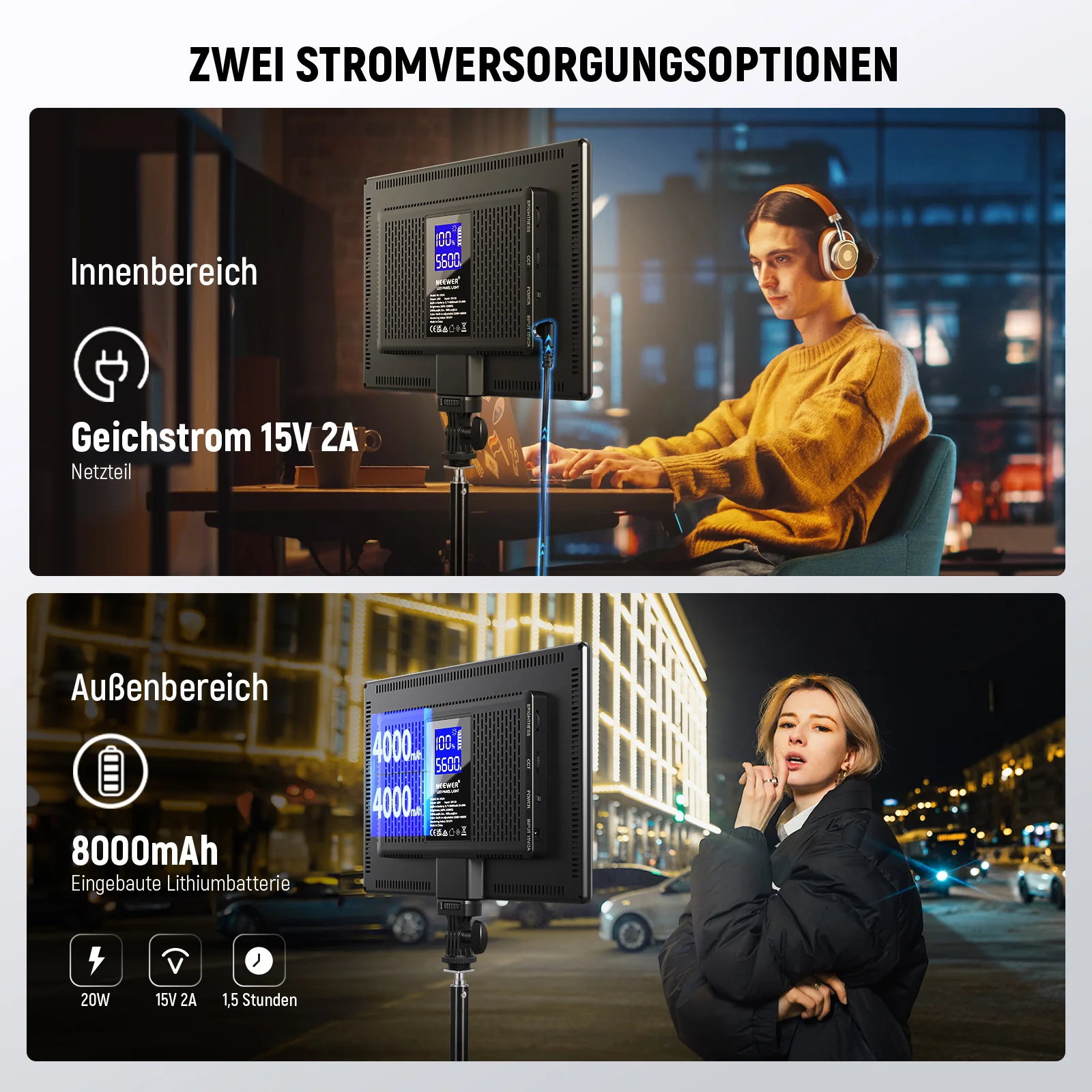 NEEWER NL-192AI Bi-color LED Videolicht - Image 5