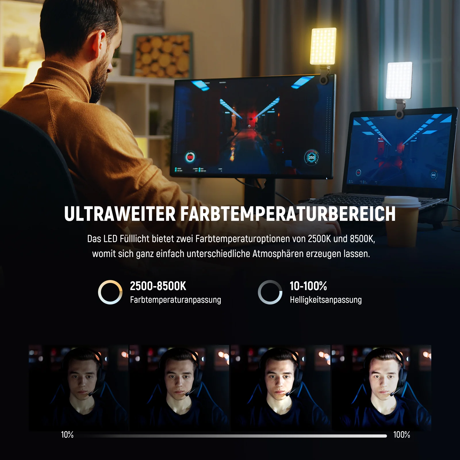 NEEWER BASICS VL67B Bi Color (Zweifarbig) Selfie Licht mit APP Steuerung - Image 4