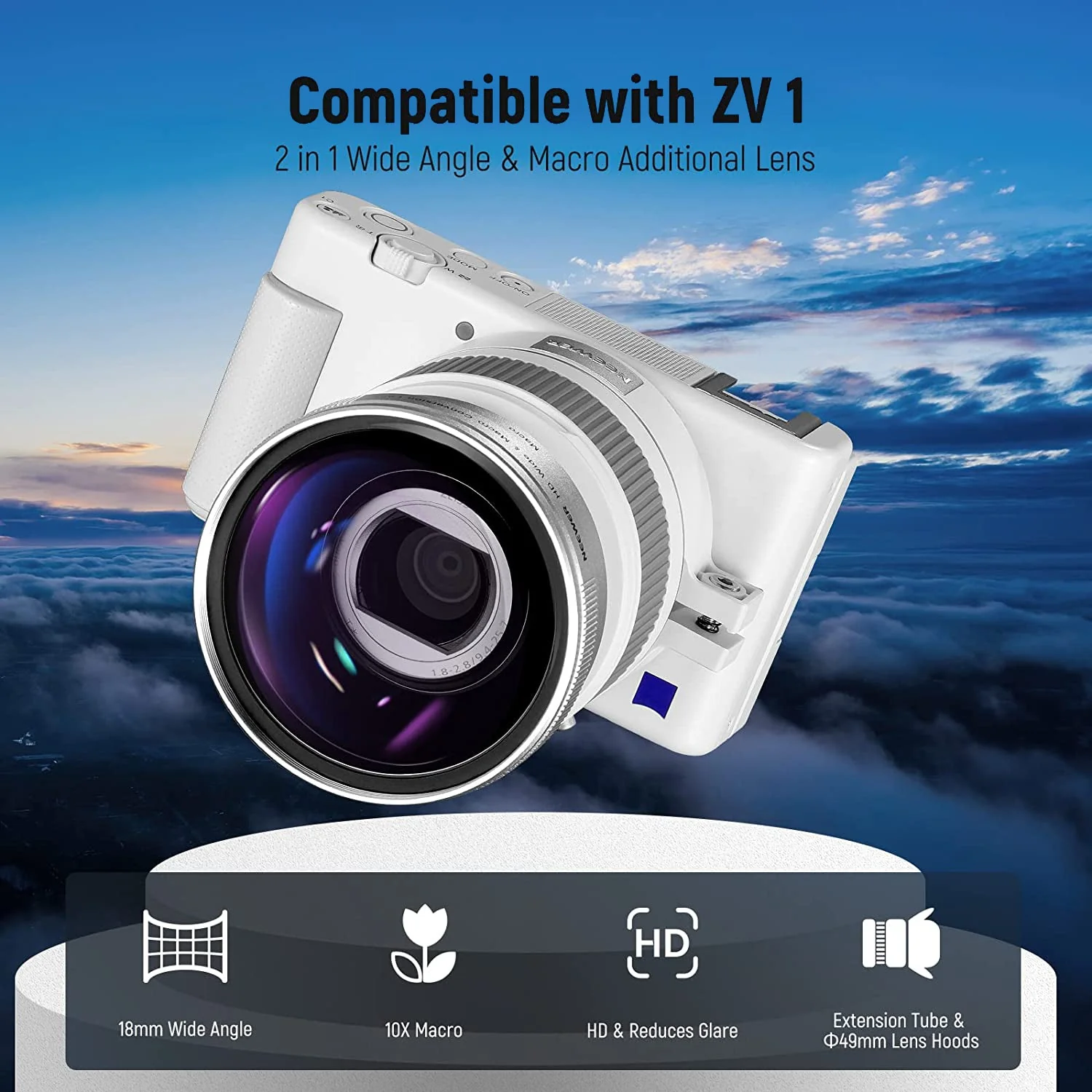 NEEWER 2-in-1 Weitwinkel-Objektiv & 10x Makro-Objektiv für Sony ZV1 - Image 4