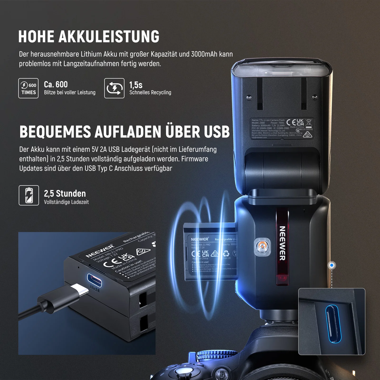 NEEWER Z880 76W 2,4G TTL Kamera Blitz Speedlite Flash mit Diffusor - Image 16