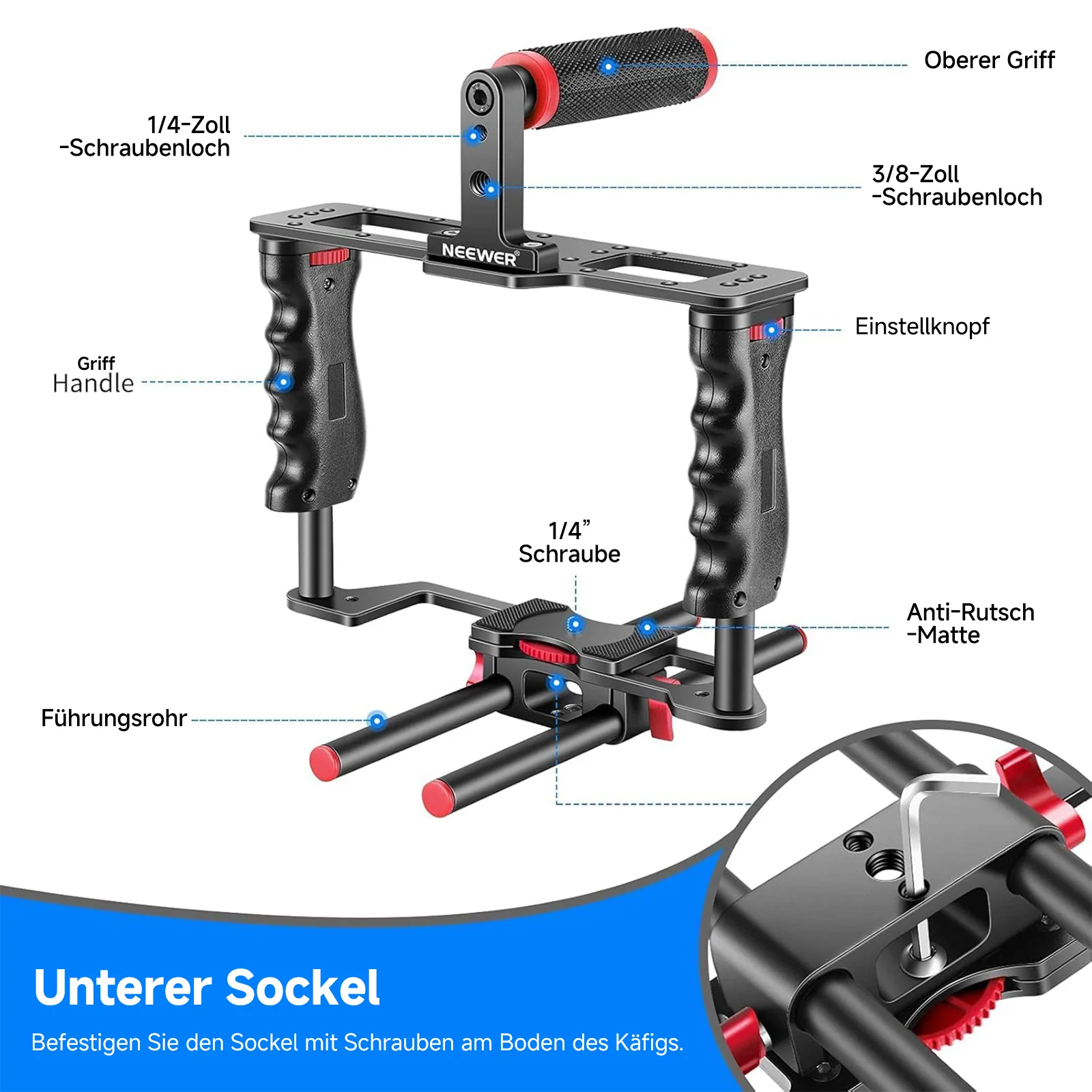 NEEWER CG-MF Kamera Videokäfig aus Aluminiumlegierung - Image 6